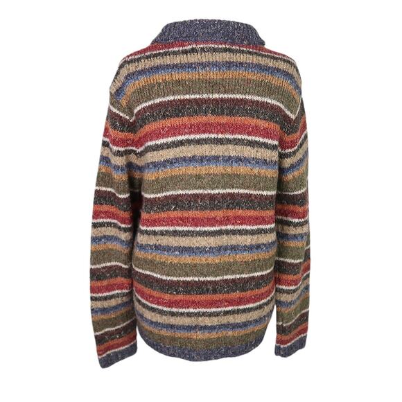 Vintage 90s Croft & Barrow navy blue multicolor striped zip cardigan sweater M - Picture 4 of 6